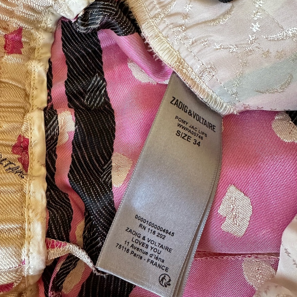 ZADIG & VOLTAIRE PMY JAC LIPS SIZE 34 (2) LIGHT PINK WITH BRIGHT PINK LIPS NWT - Picture 5 of 7